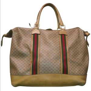 Gucci Brown Duffle Weekender Travel Bag